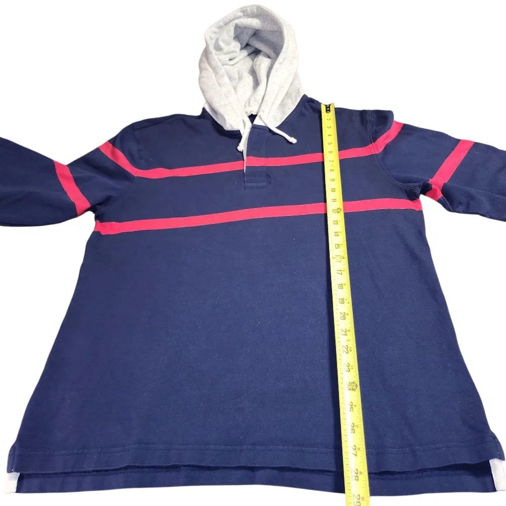 J.Crew Striped Hooded Rugby Shirt | Size Large